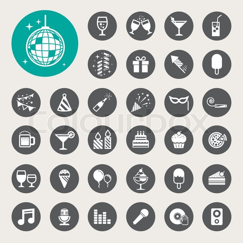800x800 Party And Celebration Icon Set Stock Vector Colourbox