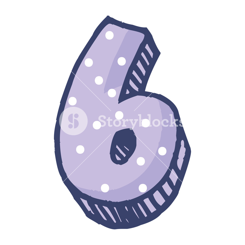 1000x1000 Cute Number Six Celebration Icon Vector Illustration Design