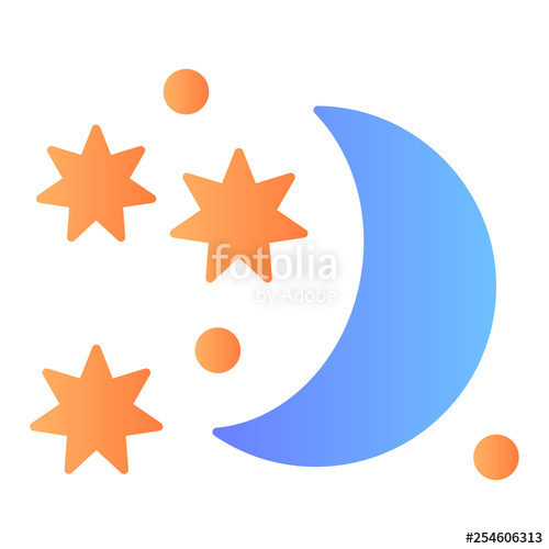 500x500 Celestial Flat Icon Moon And Stars Color Icons In Trendy Flat