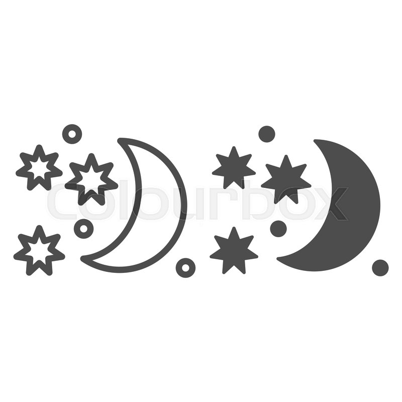 800x800 Moon And Stars Line And Glyph Icon Stock Vector Colourbox