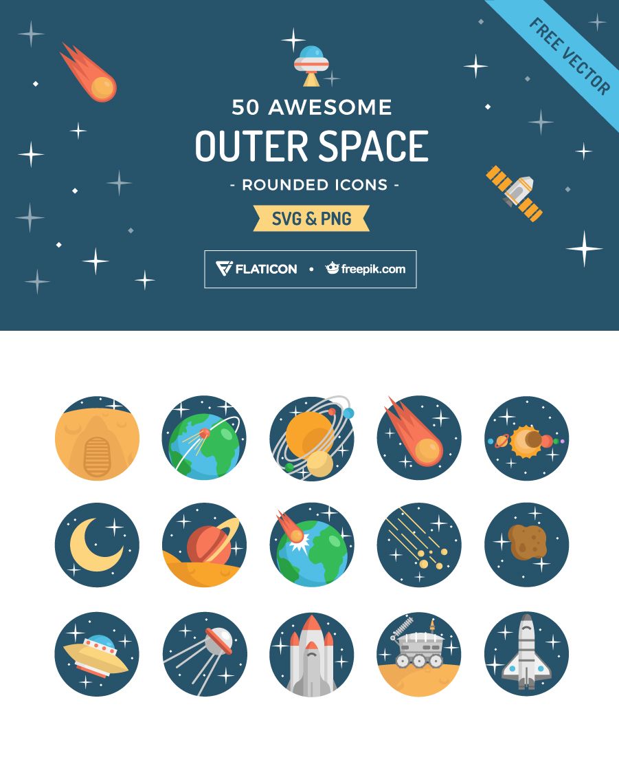 901x1111 Travel To Outer Space With These Celestial Rounded Icons