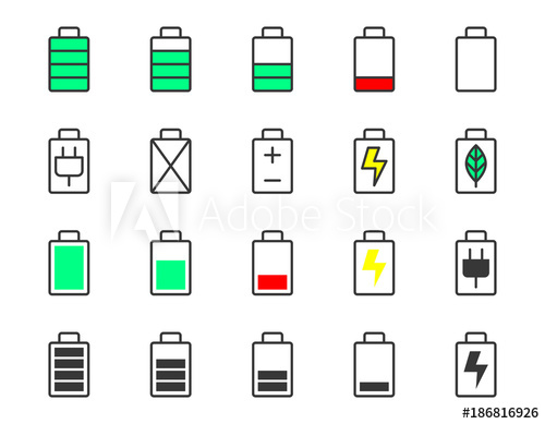 500x389 Battery Icon, Pixel Perfect Size With Points Stroke