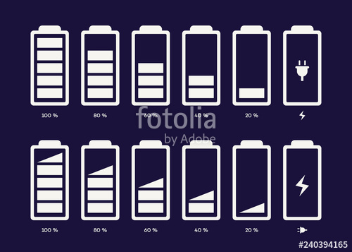 500x357 Battery Icon Vector Set Different Level Of Charge For Ui Energy