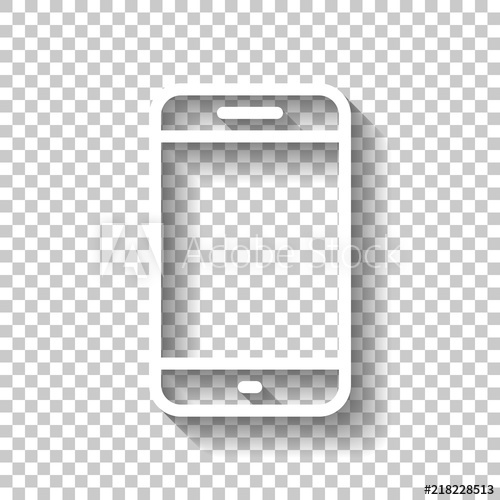500x500 Simple Mobile Phone Icon Linear Symbol, Thin Outline White
