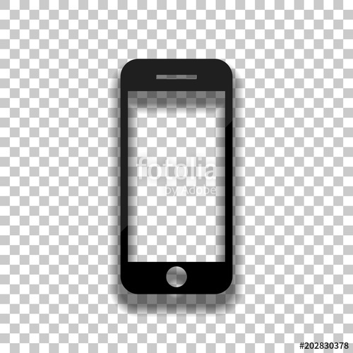 500x500 Mobile Phone Icon Black Glass Icon With Soft Shadow