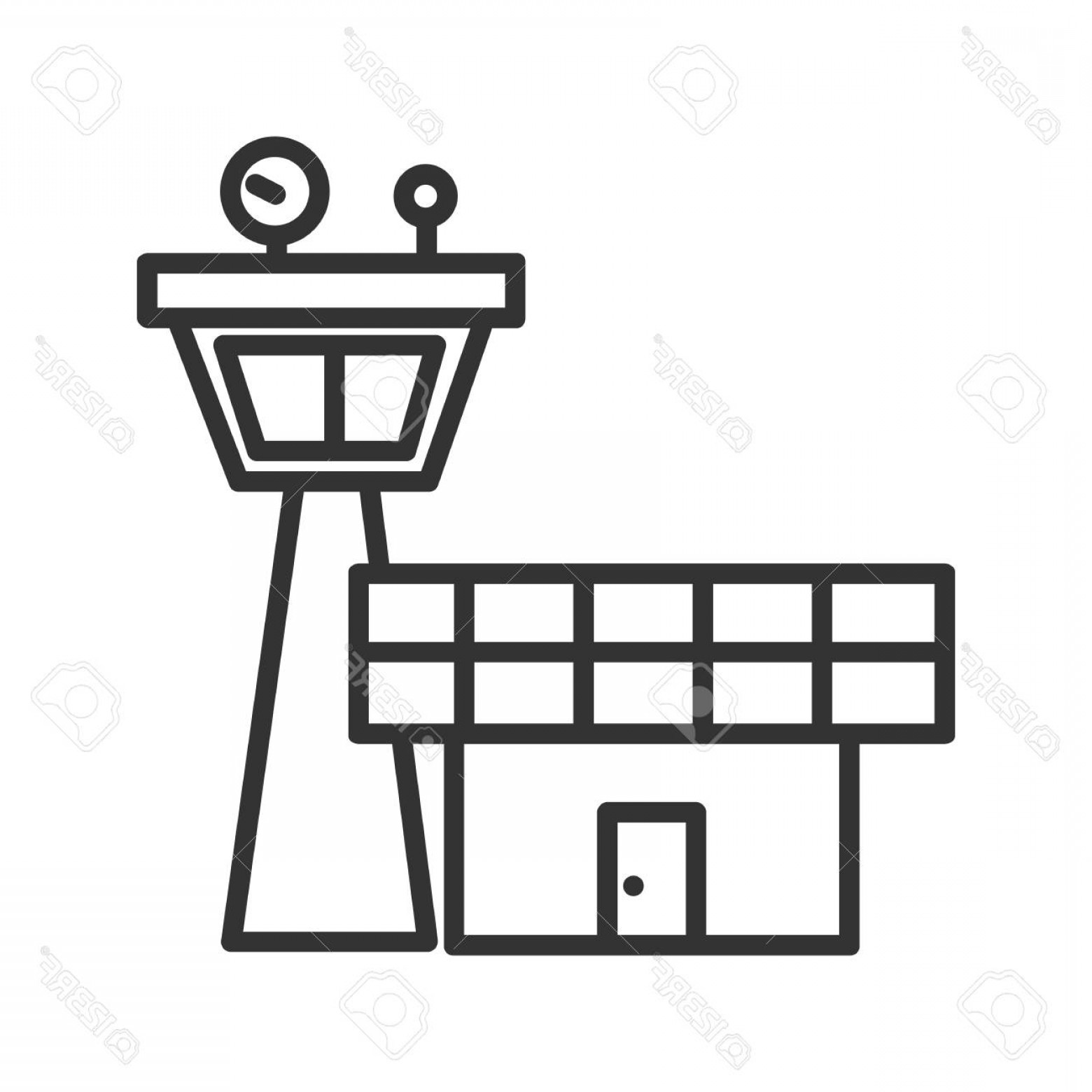 1560x1560 Photostock Vector Flight Control Tower Linear Icon Thin Line
