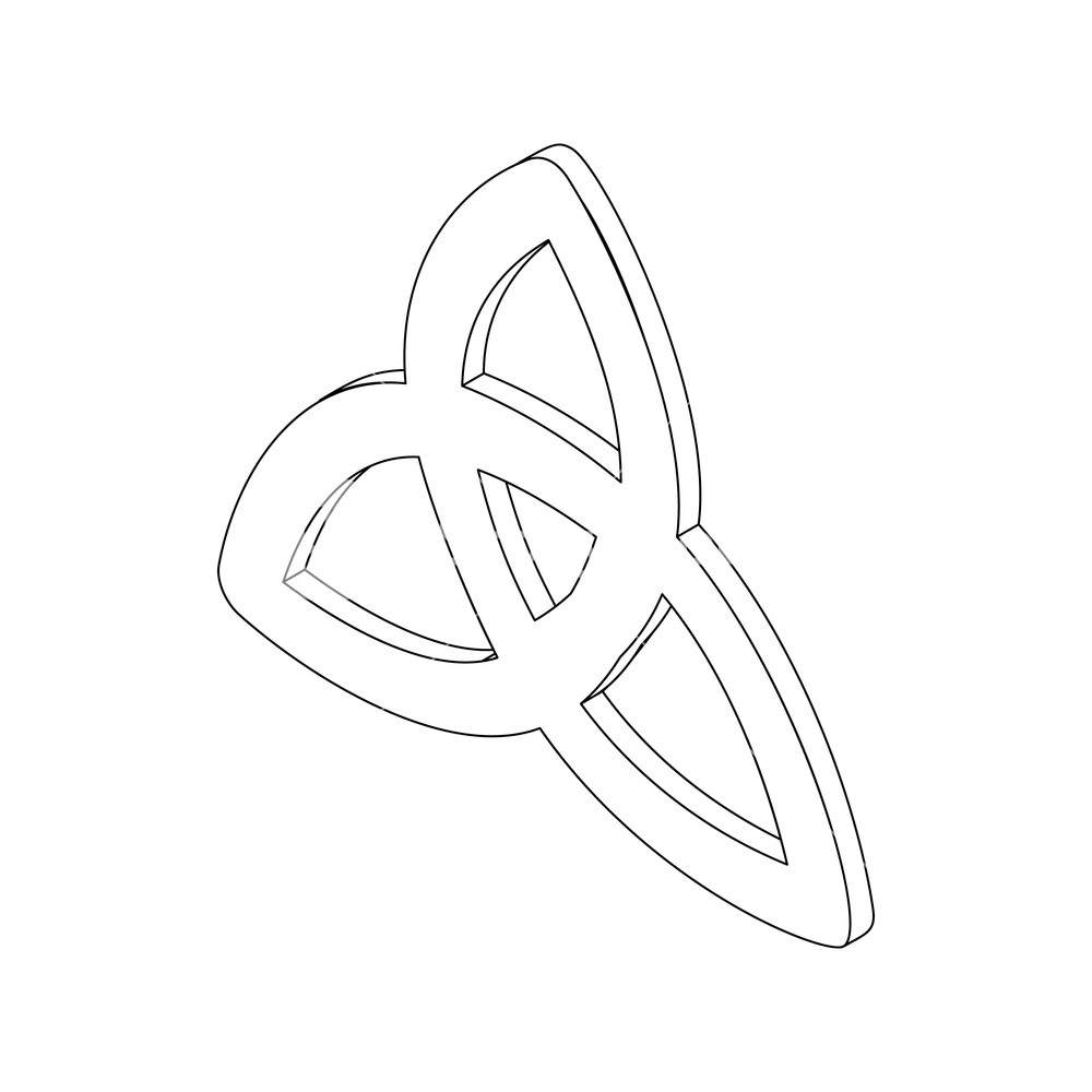 1000x1000 Triquetra Celtic Knot Symbol Icon, Isometric Style Black