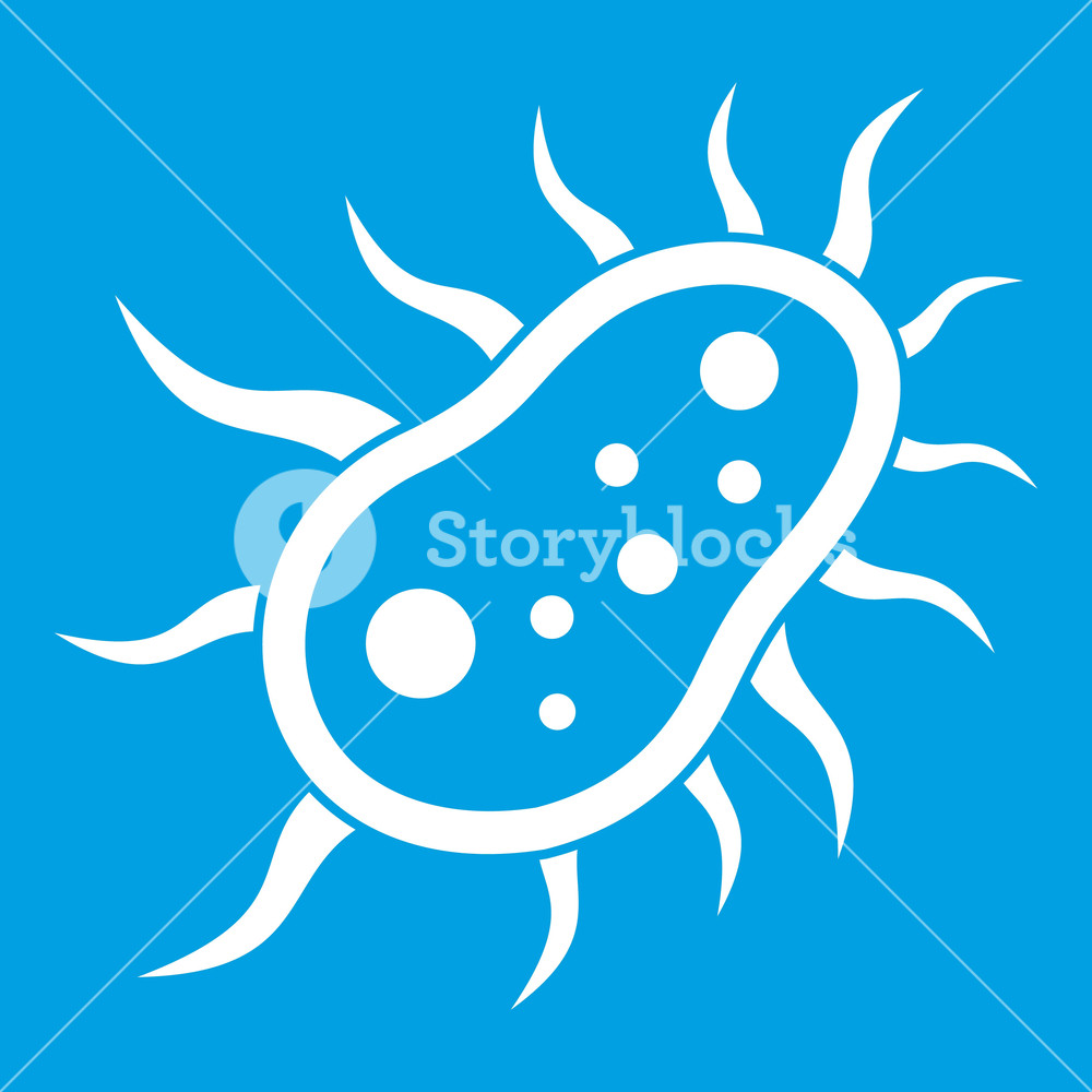 1000x1000 Bacteria Centipede Icon White Isolated On Blue Background Vector