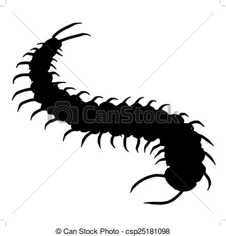 450x470 Black Silhouette Of Centipede Vectors