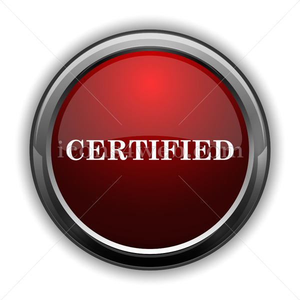 600x600 Certified Icon Red Glossy Web Icon With Shaddow