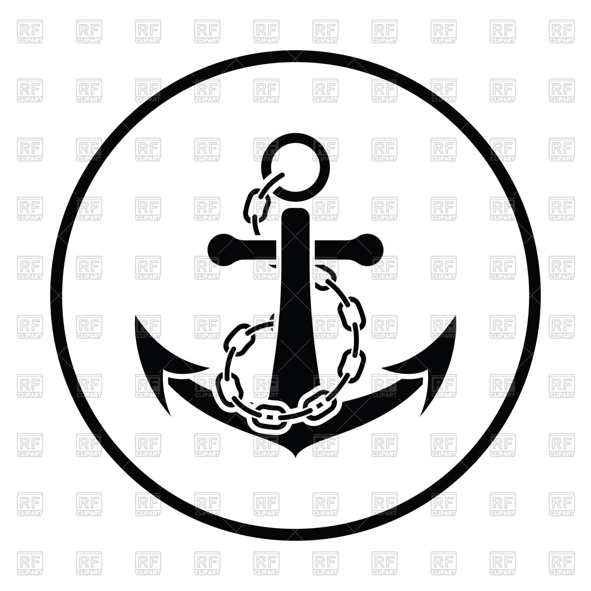 Thin Circle Design Of Sea Anchor With Chan Vector Image 1200x1200 Thin Circle Design Of Sea Anchor With Chan Vector Image