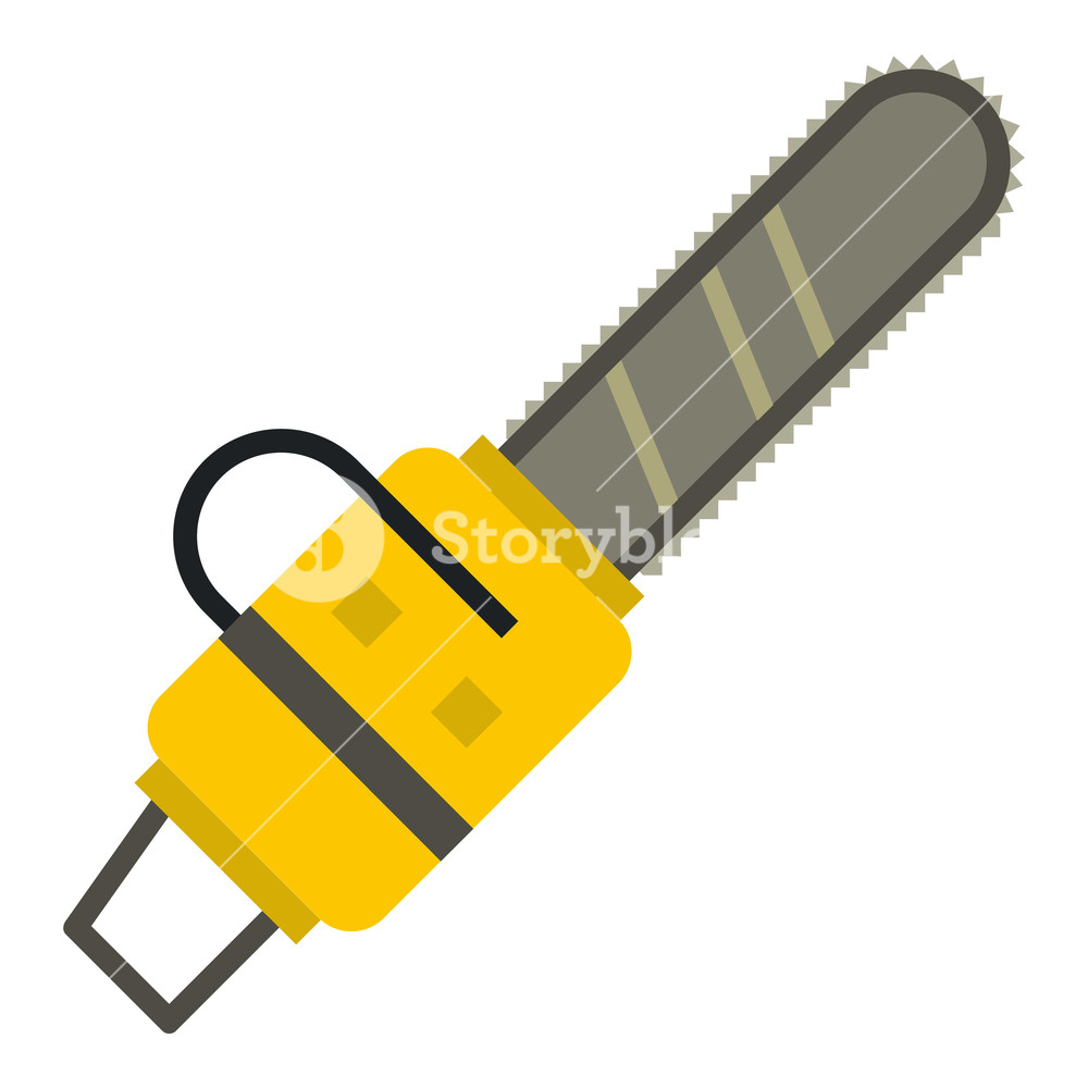 Yellow Chainsaw Icon Flat Isolated On White Background Vector 1000x1000 Yellow Chainsaw Icon Flat Isolated On White Background Vector