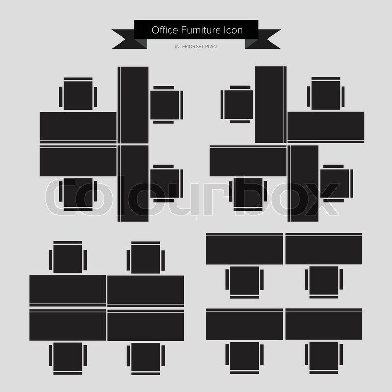 800x800 Office Furniture Icon, Top View For Stock Vector Colourbox