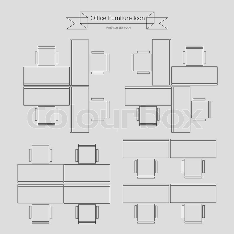 800x800 Office Furniture Outline Icon, Top Stock Vector Colourbox