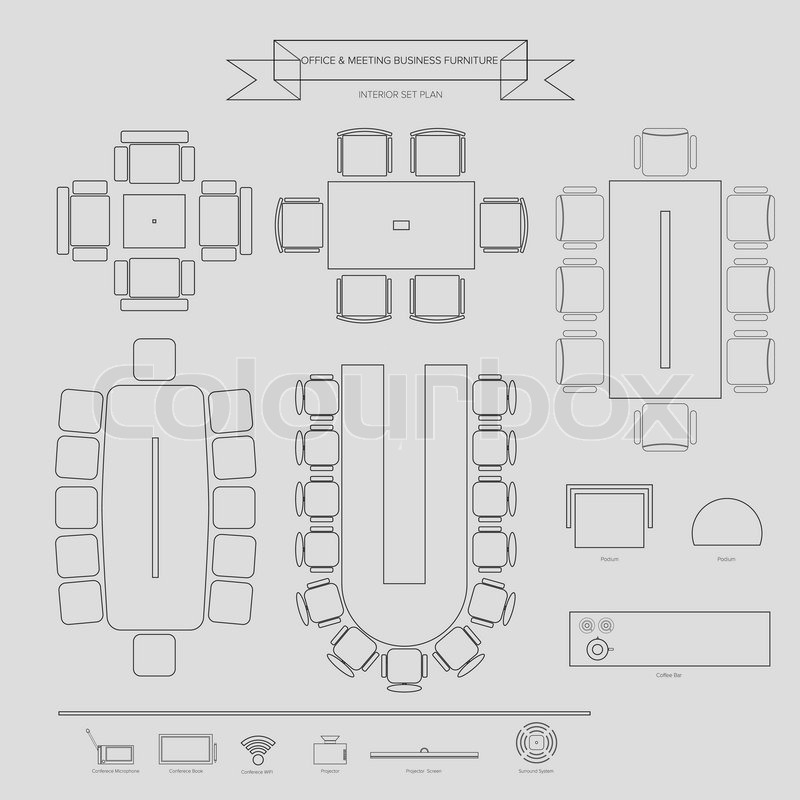 800x800 Office And Conferance Business Outline Stock Vector Colourbox
