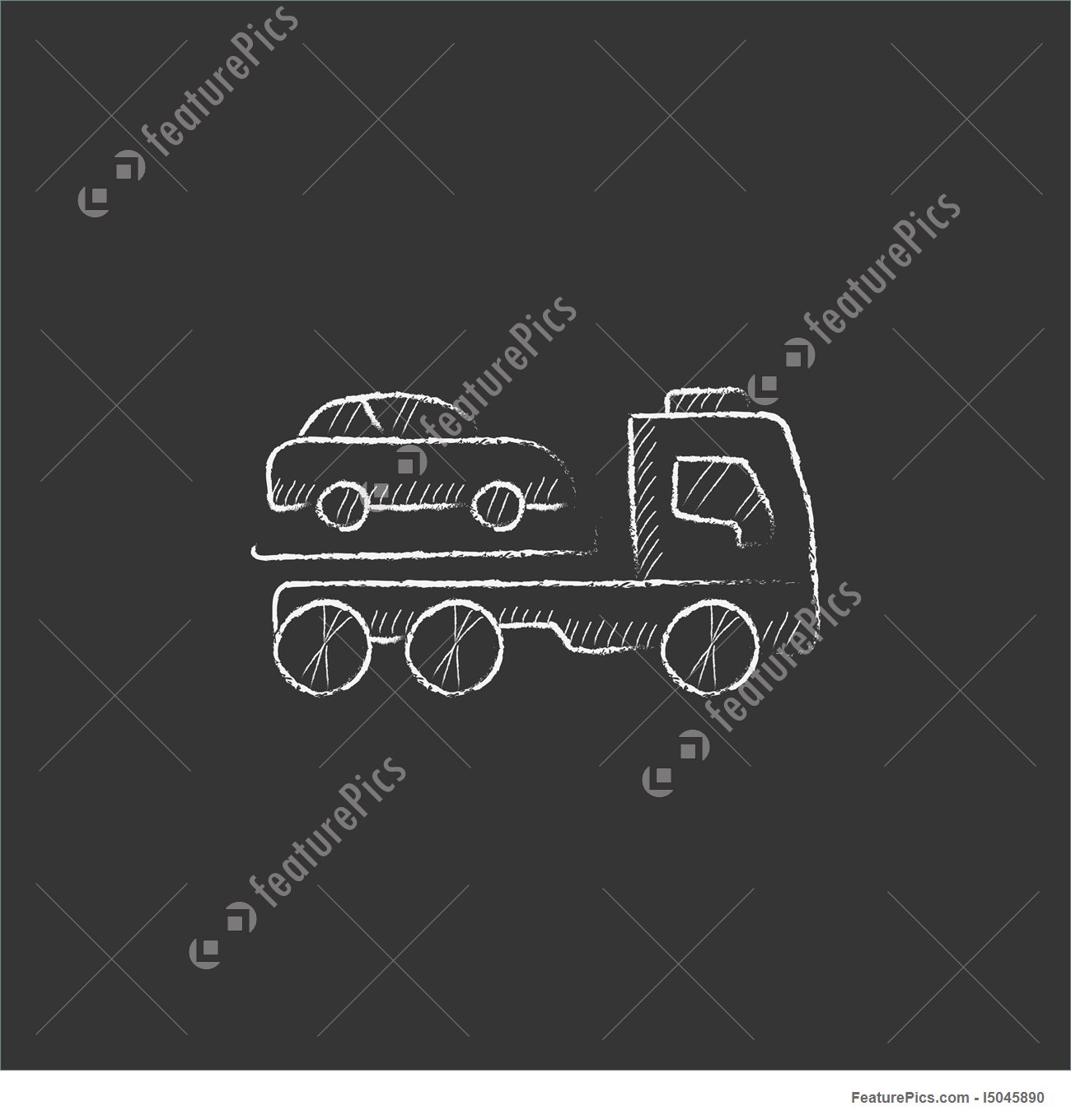 1300x1360 Emblems And Symbols Car Towing Truck Drawn In Chalk Icon