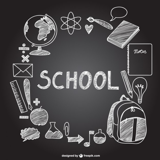 626x626 School Icons On Chalkboard Vector Free Download