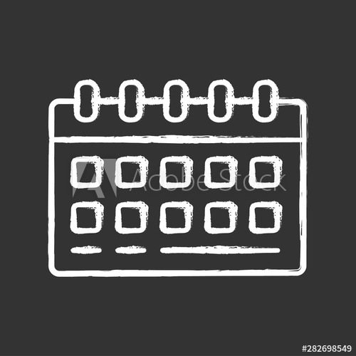 500x500 Wall Calendar, Desk Planner Chalk Icon Business Scheduler