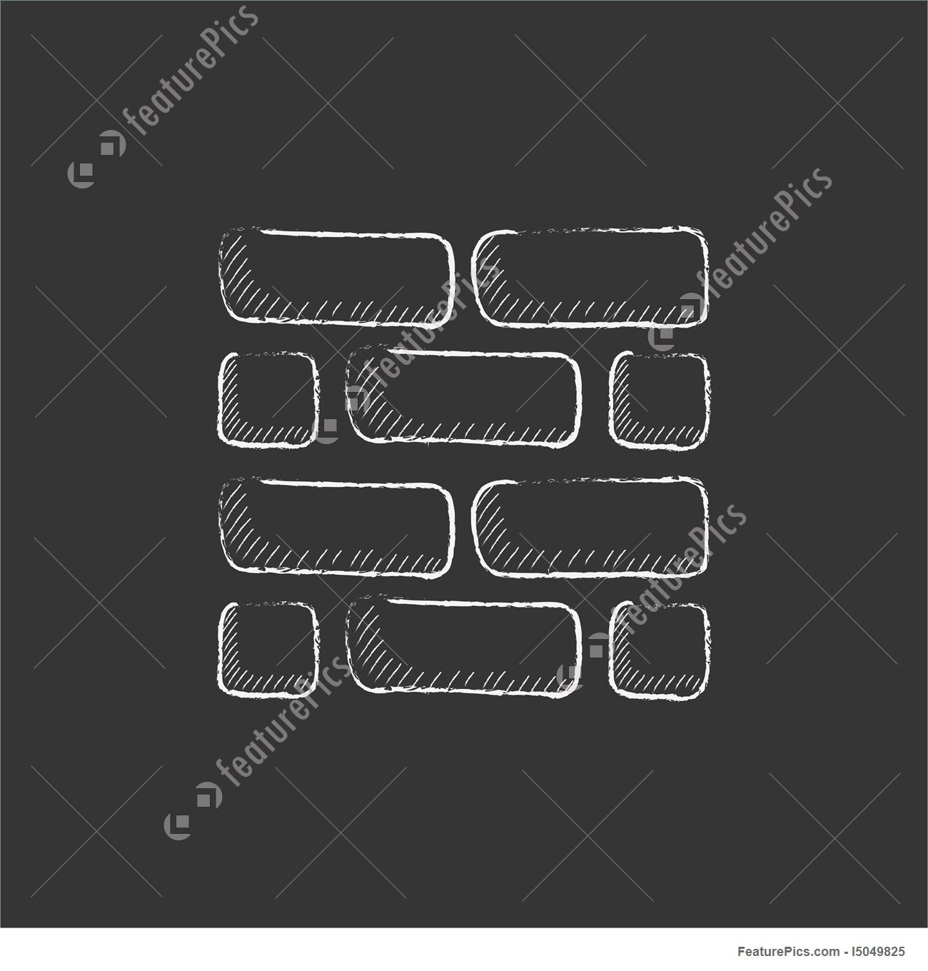 1300x1360 Brickwall Drawn In Chalk Icon Stock Illustration