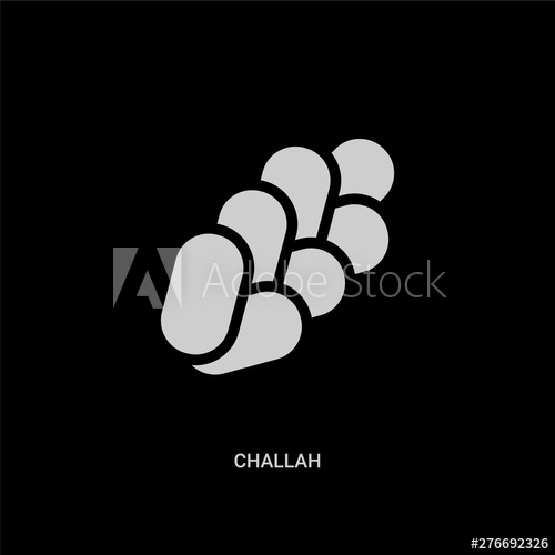 500x500 White Challah Vector Icon On Black Background Modern Flat Challah