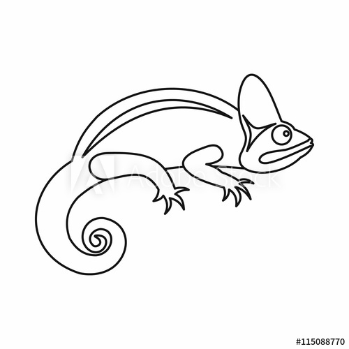 500x500 Chameleon Icon In Outline Style Isolated Vector Illustration