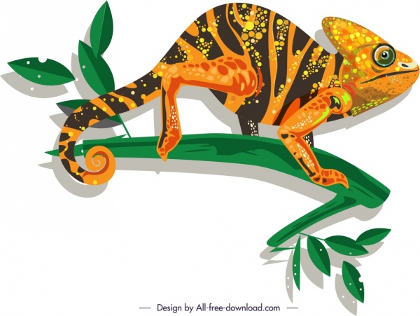 600x451 Wild Chameleon Icon Colorful Flat Sketch Free Vector In Adobe