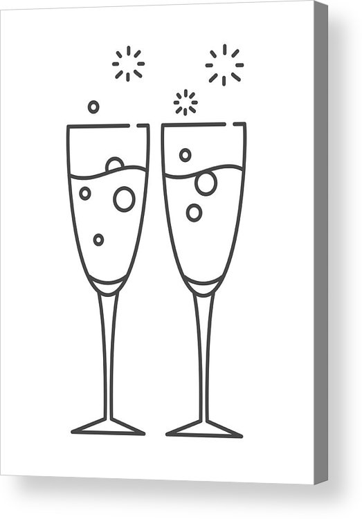 523x750 Two Glasses Of Champagne Icon In The Line Style Acrylic Print