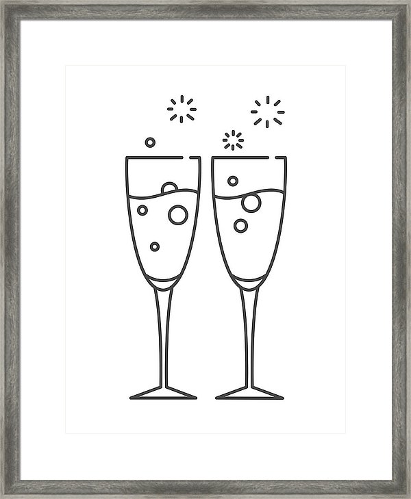 600x729 Two Glasses Of Champagne Icon In The Line Style Framed Print