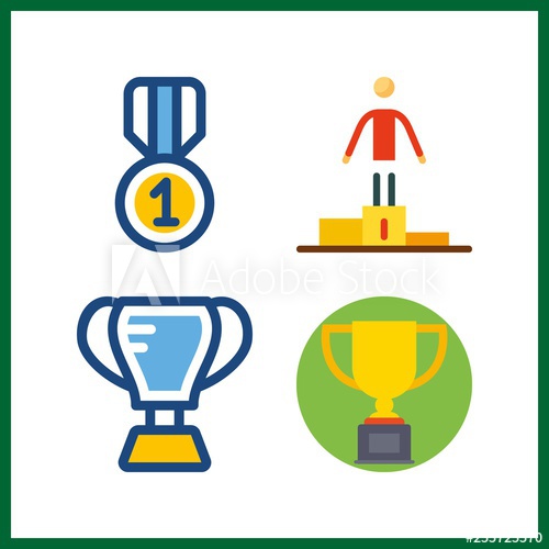 500x500 Champion Icon Vector Illustration Champion Set Trophy
