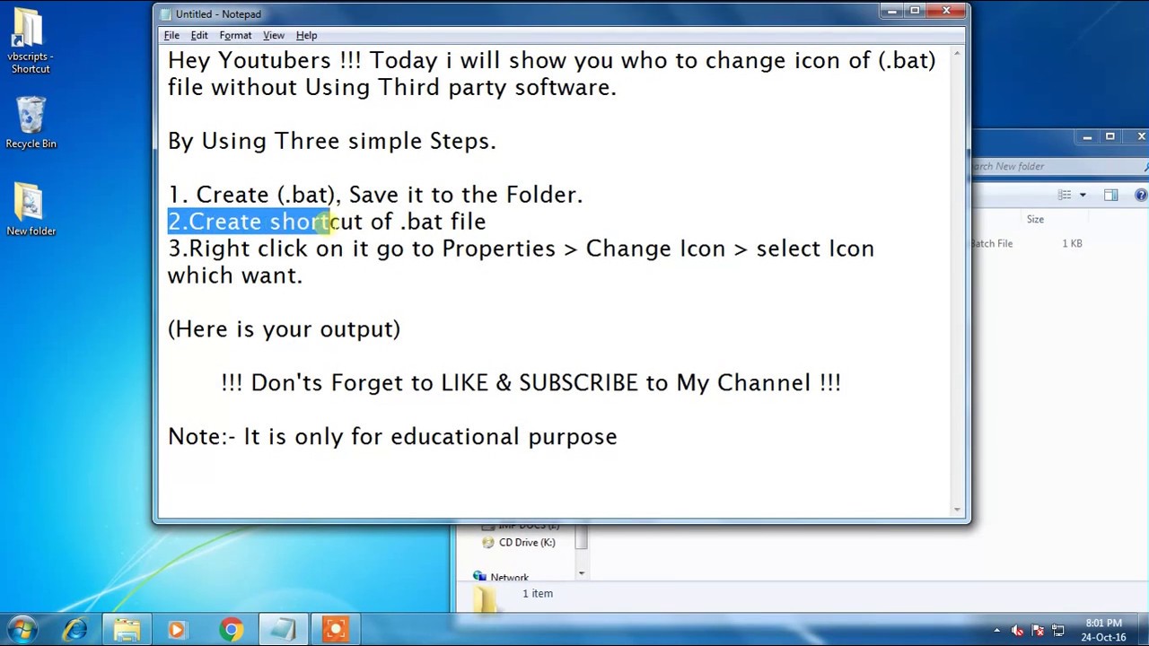 1280x720 How To Change Icon On A Bat Without Using Third Party