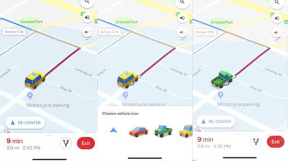 google maps how to change the arrow to a vehicle icon