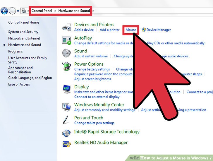 Windows hardware. Click on Hardware and devices.