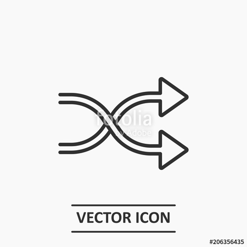 500x500 Outline Shuffling Icon,change Order Illustration,vector Music Sign