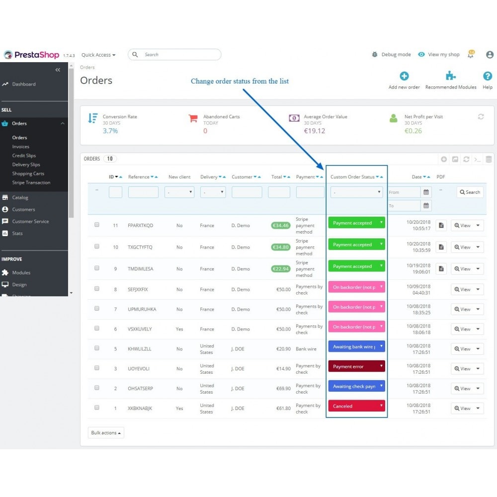 1000x1000 Change Order Status Directly From Order List