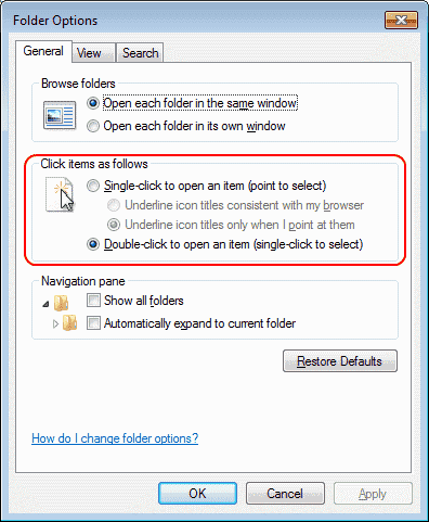 396x481 How To Enable Or Disable Single Clicking Feature In Windows