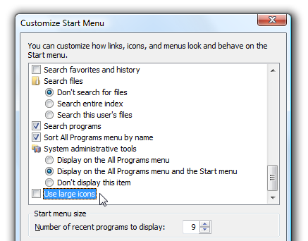 437x342 Change Start Menu To Use Small Icons In Windows Or Vista