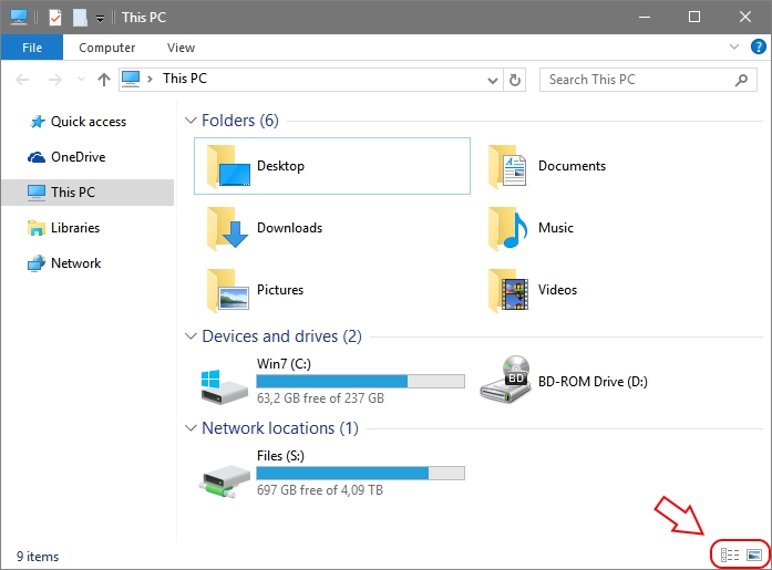 697x515 Windows How Change The View Icons On The Window Lower Right
