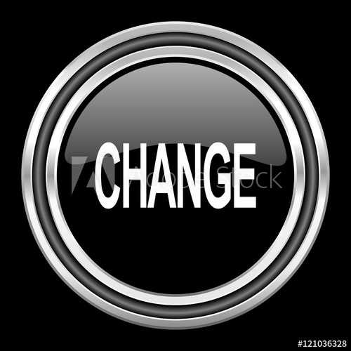 500x500 Change Silver Chrome Metallic Round Web Icon On Black Background