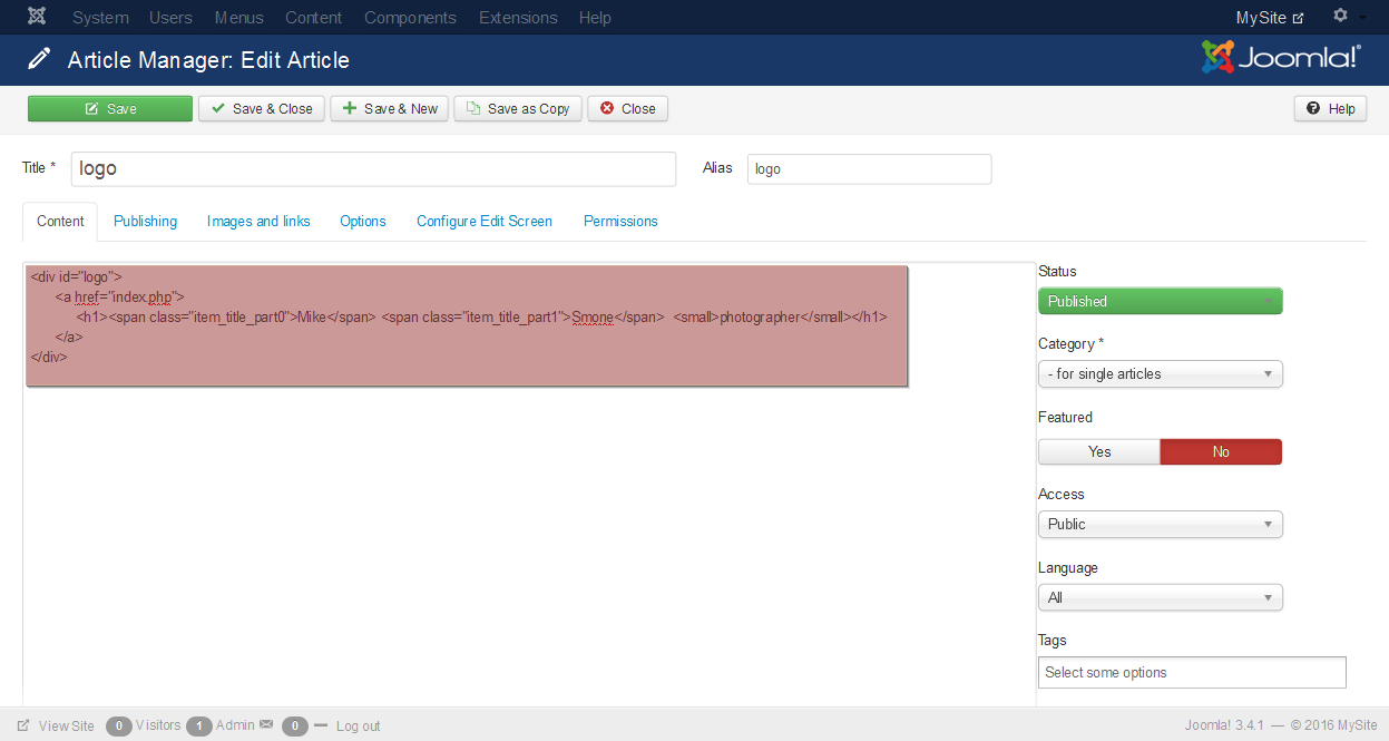1247x665 Joomla How To Change The Logo Icon