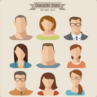 369x368 Flat Style Character Icons Free Vector Download