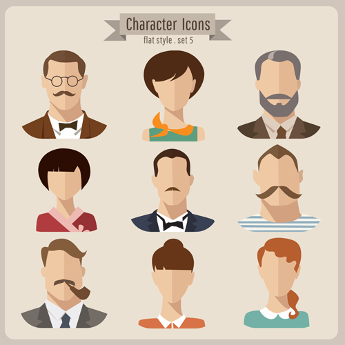 500x500 Flat Style Character Icons Vector Material Free Download