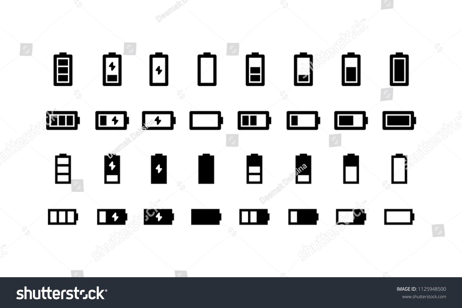 1500x1000 Battery Icon Set Power, Battery, Electricity, Charger, Charge