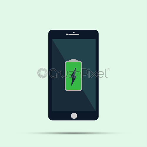 500x500 Mobile Phonesmartphone With Green Charging Battery Icon On Screen