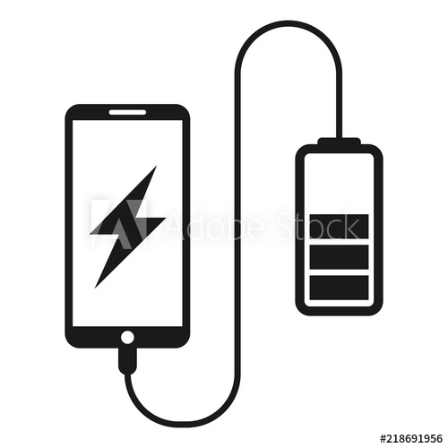 500x500 Simple, Flat Smartphone Being Charged Icon Battery Charging Icon