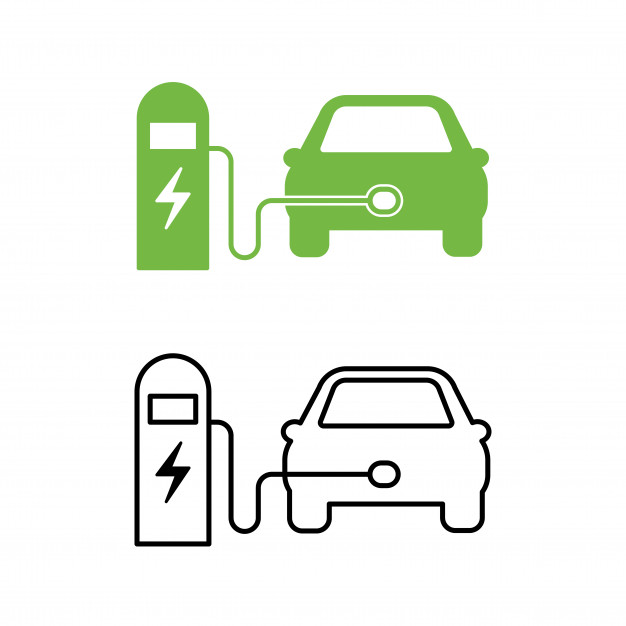 626x626 Electric Car And Electrical Charging Station Icon Vector Premium