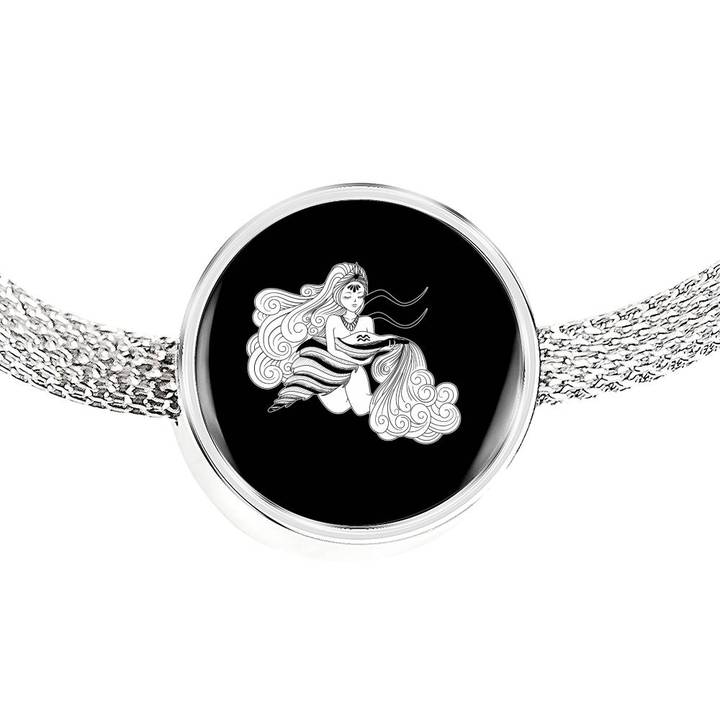 720x720 Aquarius Water Bearer Icon Circle Charm Bracelet