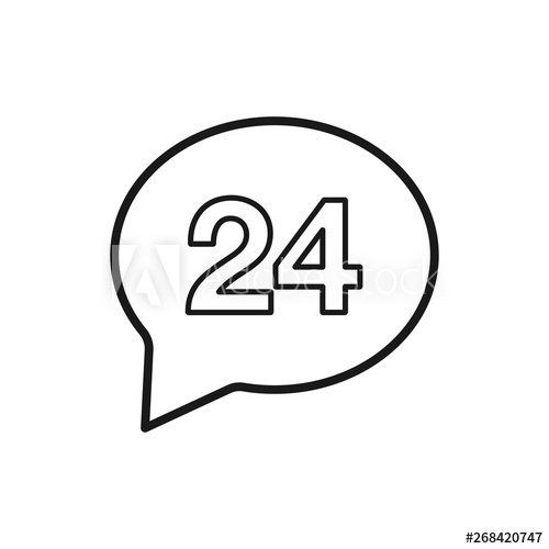 500x500 Chat Bubble With Hour Support Icon Hour Service Line Icon