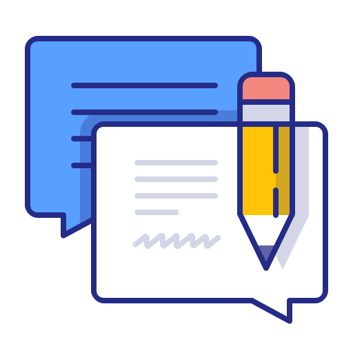 512x512 Chat, Talk, Feedback, Bubble, Pencil, Message, Support Icon