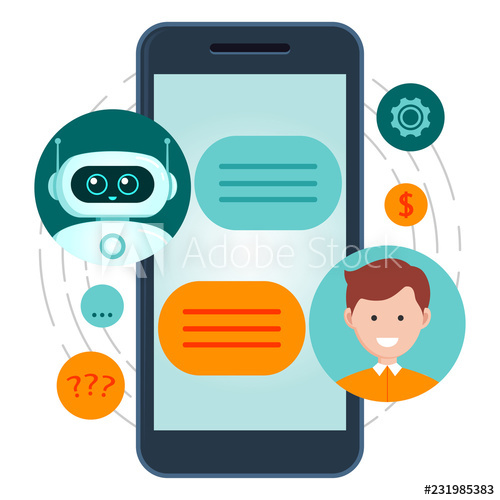 500x500 Chatbot Concept Man Communicating With Chat Bot Dialog Help