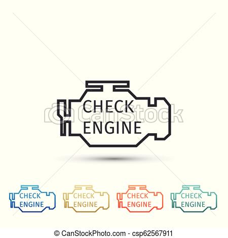 450x470 Check Engine Icon Isolated On White Background Set Elements